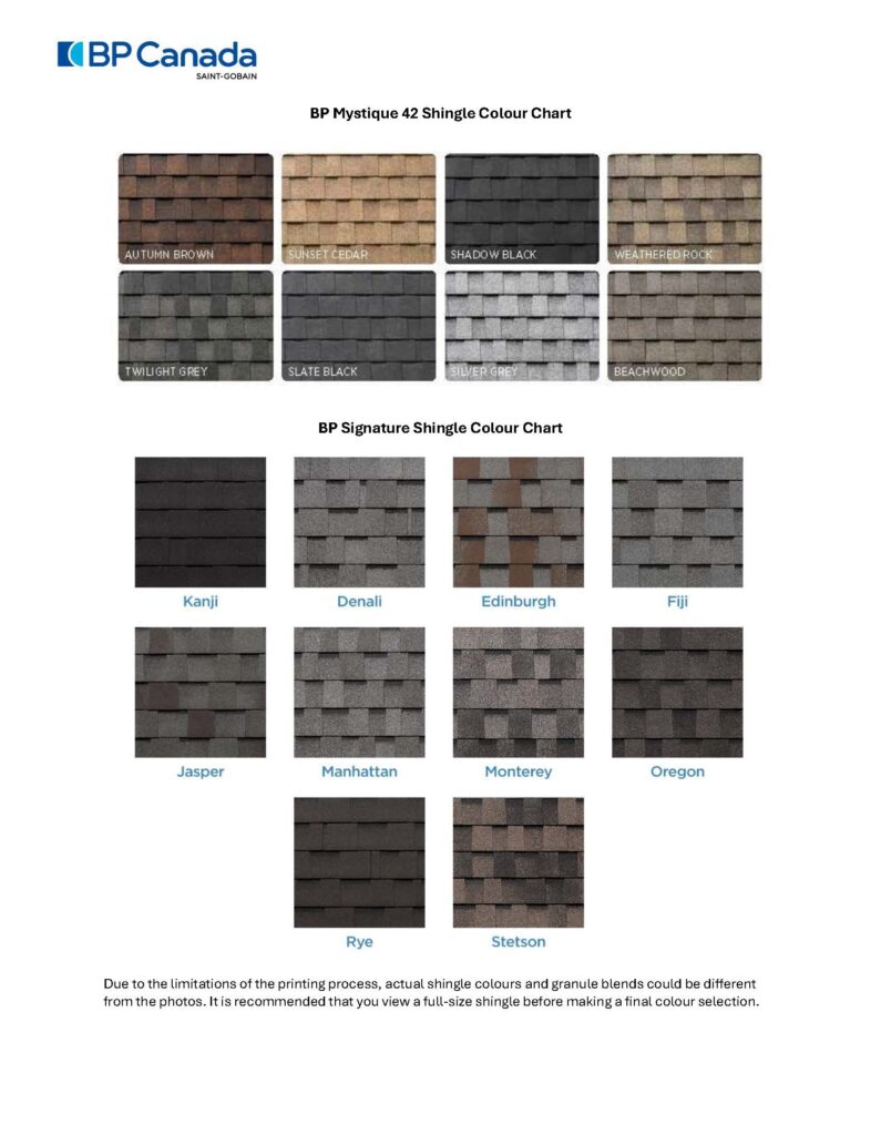 BP shingle Colours
